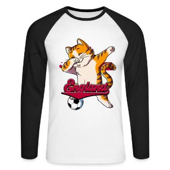 England Fußball - Unisex Baseballshirt langarm - Weiß/Schwarz - Vorne - Nik (191cm)