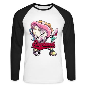 England Fußball - Unisex Baseballshirt langarm - Weiß/Schwarz - Vorne - Nik (191cm)