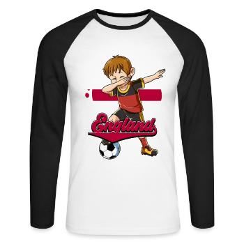 England Fußball - Unisex Baseballshirt langarm - Weiß/Schwarz - Vorne - Nik (191cm)