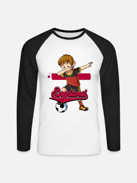 England Fußball - Unisex Baseballshirt langarm - Weiß/Schwarz