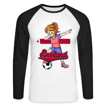 England Fußball - Unisex Baseballshirt langarm - Weiß/Schwarz - Vorne - Nik (191cm)
