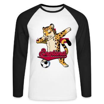 England Fußball - Unisex Baseballshirt langarm - Weiß/Schwarz - Vorne - Nik (191cm)