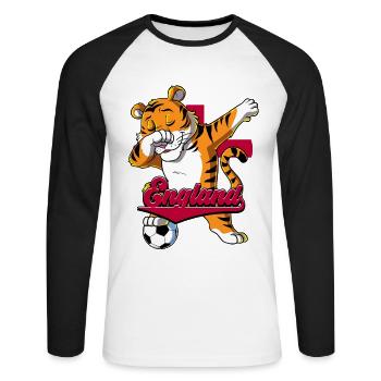 England Fußball - Unisex Baseballshirt langarm - Weiß/Schwarz - Vorne - Nik (191cm)
