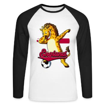 England Fußball - Unisex Baseballshirt langarm - Weiß/Schwarz - Vorne - Nik (191cm)