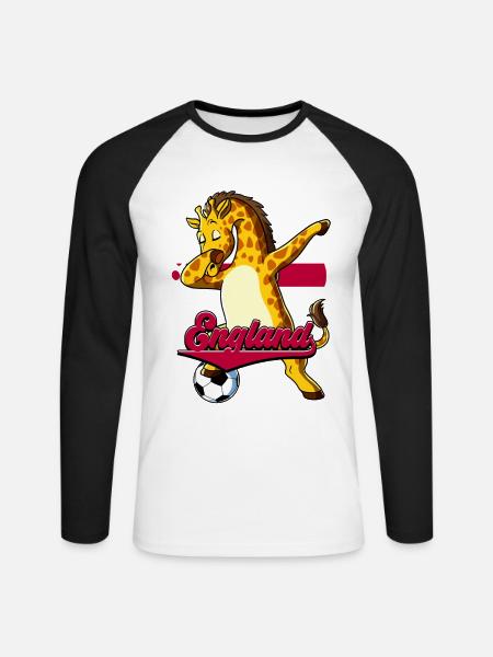 England Fußball - Unisex Baseballshirt langarm - Weiß/Schwarz