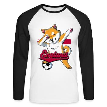 Angleterre Football - T-shirt baseball manches longues Homme - blanc/noir - Devant - Nik (191cm)