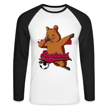 England Fußball - Unisex Baseballshirt langarm - Weiß/Schwarz - Vorne - Nik (191cm)
