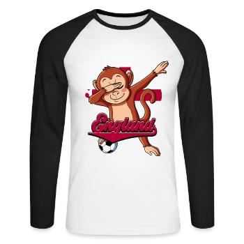 England Fußball - Unisex Baseballshirt langarm - Weiß/Schwarz - Vorne - Nik (191cm)