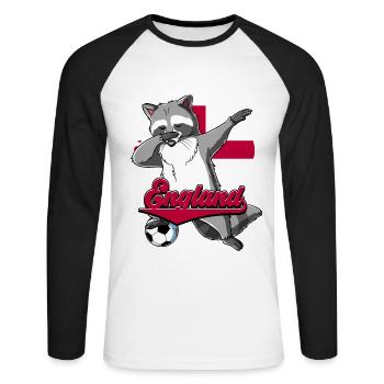 Angleterre Football - T-shirt baseball manches longues Homme - blanc/noir - Devant - Nik (191cm)