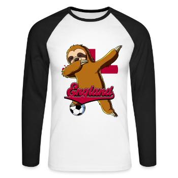 England Fußball - Unisex Baseballshirt langarm - Weiß/Schwarz - Vorne - Nik (191cm)