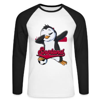England Fußball - Unisex Baseballshirt langarm - Weiß/Schwarz - Vorne - Nik (191cm)