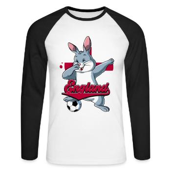 Angleterre Football - T-shirt baseball manches longues Homme - blanc/noir - Devant - Nik (191cm)