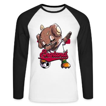England Fußball - Unisex Baseballshirt langarm - Weiß/Schwarz - Vorne - Nik (191cm)