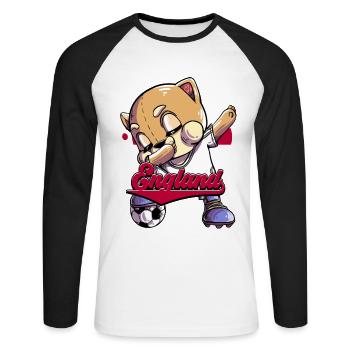 England Fußball - Unisex Baseballshirt langarm - Weiß/Schwarz - Vorne - Nik (191cm)