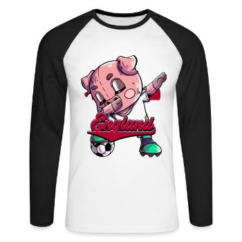 England Fußball - Unisex Baseballshirt langarm - Weiß/Schwarz - Vorne - Nik (191cm)