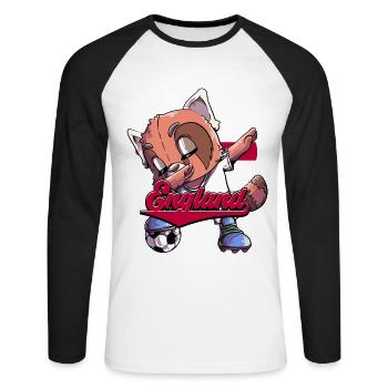 England Fußball - Unisex Baseballshirt langarm - Weiß/Schwarz - Vorne - Nik (191cm)