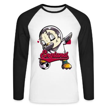 England Fußball - Unisex Baseballshirt langarm - Weiß/Schwarz - Vorne - Nik (191cm)
