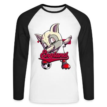 England Fußball - Unisex Baseballshirt langarm - Weiß/Schwarz - Vorne - Nik (191cm)