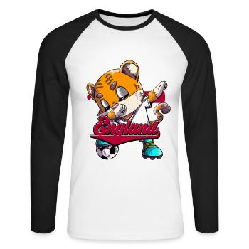 England Fußball - Unisex Baseballshirt langarm - Weiß/Schwarz - Vorne - Nik (191cm)