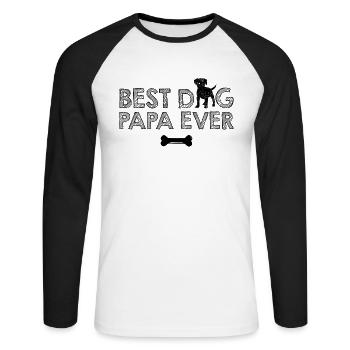 Bester Hundepapa aller Zeiten - Unisex Baseballshirt langarm - Weiß/Schwarz - Vorne - Nik (191cm)