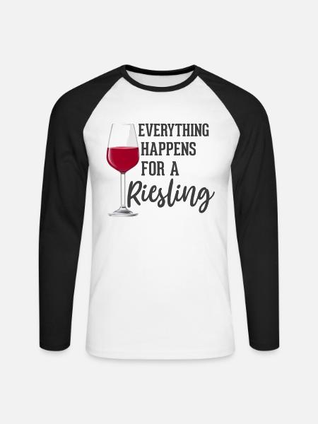 Alles geschieht für einen Riesling - Unisex Baseballshirt langarm - Weiß/Schwarz