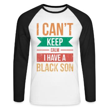 Je ne peux pas rester calme, j’ai un - T-shirt baseball manches longues Homme - blanc/noir - Devant - Nik (191cm)