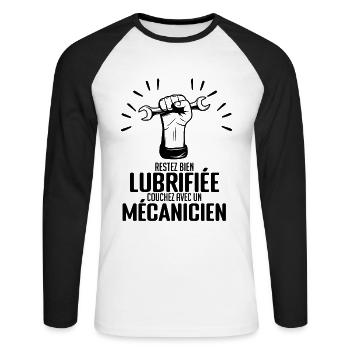 Mécanique Machines Réparation Véhicule Restez bien - T-shirt baseball manches longues Homme - blanc/noir - Devant - Nik (191cm)