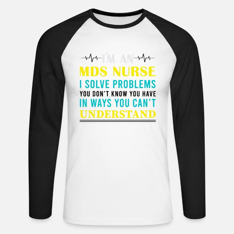MDS Krankenschwester - Unisex Baseballshirt langarm - Weiß/Schwarz