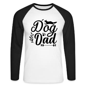 Hund Papa - Unisex Baseballshirt langarm - Weiß/Schwarz - Vorne - Nik (191cm)