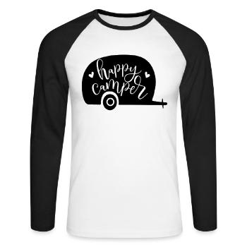 Campeurs heureux - T-shirt baseball manches longues Homme - blanc/noir - Devant - Nik (191cm)