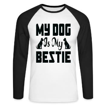 Mon chien est mon meilleur ami - T-shirt baseball manches longues Homme - blanc/noir - Devant - Nik (191cm)