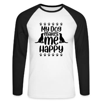 Mon chien me rend heureux - T-shirt baseball manches longues Homme - blanc/noir - Devant - Nik (191cm)