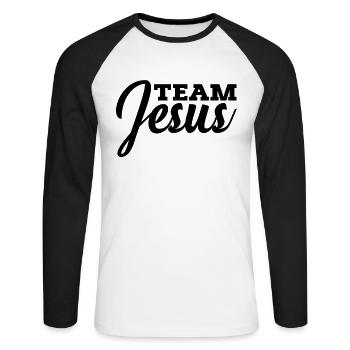 Team Jesus Christian Religion Christ Jesus - Unisex Baseballshirt langarm - Weiß/Schwarz - Vorne - Nik (191cm)