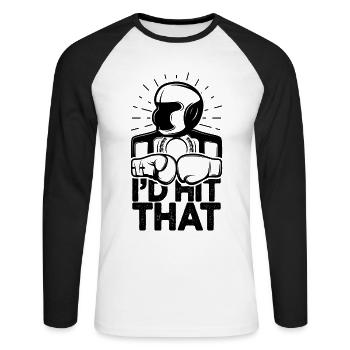 J’aurais frappé ce drôle de boxe retro boxer - T-shirt baseball manches longues Homme - blanc/noir - Devant - Nik (191cm)