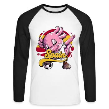Spanien Fußball - Unisex Baseballshirt langarm - Weiß/Schwarz - Vorne - Nik (191cm)