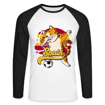 Spanien Fußball - Unisex Baseballshirt langarm - Weiß/Schwarz - Vorne - Nik (191cm)