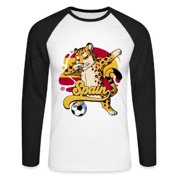 Spanien Fußball - Unisex Baseballshirt langarm - Weiß/Schwarz - Vorne - Nik (191cm)