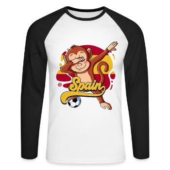 Spanien Fußball - Unisex Baseballshirt langarm - Weiß/Schwarz - Vorne - Nik (191cm)