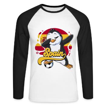 Spanien Fußball - Unisex Baseballshirt langarm - Weiß/Schwarz - Vorne - Nik (191cm)
