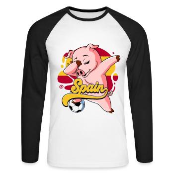 Spanien Fußball - Unisex Baseballshirt langarm - Weiß/Schwarz - Vorne - Nik (191cm)