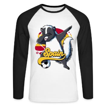 Spain Football - Unisex Long Sleeve Baseball T-Shirt - white/black - Front - Nik (191cm)