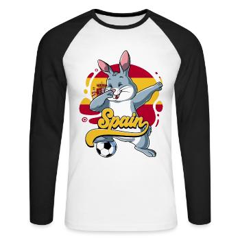 Spanien Fußball - Unisex Baseballshirt langarm - Weiß/Schwarz - Vorne - Nik (191cm)