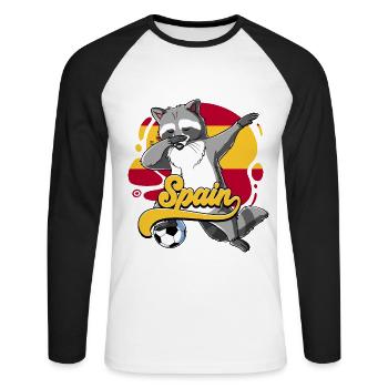 Spanien Fußball - Unisex Baseballshirt langarm - Weiß/Schwarz - Vorne - Nik (191cm)