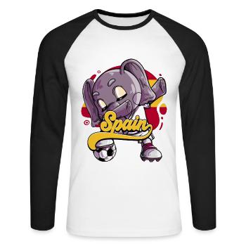 Spanien Fußball - Unisex Baseballshirt langarm - Weiß/Schwarz - Vorne - Nik (191cm)