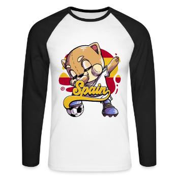 Spanien Fußball - Unisex Baseballshirt langarm - Weiß/Schwarz - Vorne - Nik (191cm)