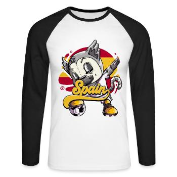 Spain Football - Unisex Long Sleeve Baseball T-Shirt - white/black - Front - Nik (191cm)