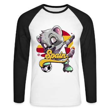 Spanien Fußball - Unisex Baseballshirt langarm - Weiß/Schwarz - Vorne - Nik (191cm)