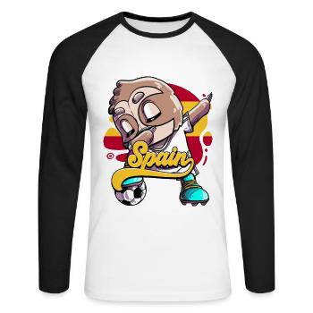 Spanien Fußball - Unisex Baseballshirt langarm - Weiß/Schwarz - Vorne - Nik (191cm)