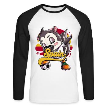 Spanien Fußball - Unisex Baseballshirt langarm - Weiß/Schwarz - Vorne - Nik (191cm)