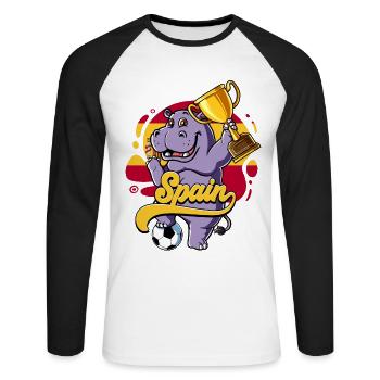 Spanien Fußball - Unisex Baseballshirt langarm - Weiß/Schwarz - Vorne - Nik (191cm)